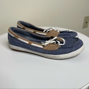 Keds Navy Blue and Brown Casual Boat Shoe Flats
